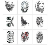 Pegatinas De Tatuaje Floral De Tótem, Pegatinas De Media Manga/Pantorrilla En Blanco Y Negro, Impermeables, Cruz Para Hombres Y Mujeres. 210 * 148mm A102