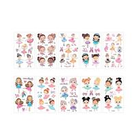 Pegatinas de tatuaje impermeables for niñas retro rosas, Juego de pegatinas de maquillaje para fiestas de niñas(10 pcs c)