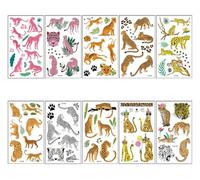Pegatinas De Tatuaje Impermeables Para Niños, Lindas Pegatinas De Tatuaje De Guepardo De Dibujos Animados, Pegatinas De Leopardo Para La Cara Temporal 69 * 120mm