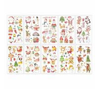Pegatinas De Tatuaje Navideñas Con Acuarela Y Purpurina, Divertidas Pegatinas Faciales Para Fiestas Navideñas. 6.8 * 12 A003