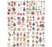 Pegatinas De Tatuaje Navideñas Para Niños, Lindas Pegatinas De Tatuajes Faciales De Dibujos Animados, Pegatinas Faciales Avanzadas, Elementos Navideños Impresos 76 * 120MM
