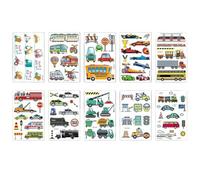 Pegatinas De Tatuaje Para Coche, Impermeables, Juguetes Cognitivos De Dibujos Animados Para Niños, Pegatinas De Tatuaje Temporales Desechables, Pegatinas De Transporte 120X76mm