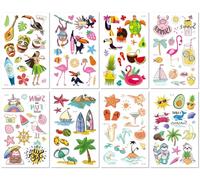 Pegatinas De Tatuaje Para Fiesta Hawaiana Infantil, De Dibujos Animados, Respetuosas Con El Medio Ambiente, Impermeables Y Con Sudor, Estilo Playero, Lindas Pegatinas De Tatuaje A:120×75mm A0006