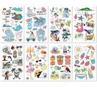 Pegatinas De Tatuaje Para Fiesta Hawaiana Infantil, De Dibujos Animados, Respetuosas Con El Medio Ambiente, Impermeables Y Con Sudor, Estilo Playero, Lindas Pegatinas De Tatuaje B:120×75mm A0007