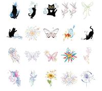 Pegatinas De Tatuaje Pequeñas Y Frescas Con Diseño De Gato, Mariposa Y Fuegos Artificiales De Colores Para Niñas, Pegatinas Para El Brazo Y Los Dedos A:60 * 65mm A0068
