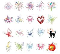 Pegatinas De Tatuaje Pequeñas Y Frescas Con Diseño De Gato, Mariposa Y Fuegos Artificiales De Colores Para Niñas, Pegatinas Para El Brazo Y Los Dedos B:60 * 65mm A0069