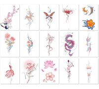 Pegatinas De Tatuaje Pequeñas Y Frescas Con Diseño De Mariposas Y Flores De Colores, De Simulación, Duraderas, Resistentes Al Agua Y Al Sudor. 76 * 120mm A0066
