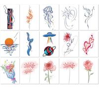 Pegatinas De Tatuaje Pequeñas Y Frescas Con Diseño De Mariposas Y Flores De Colores, De Simulación, Duraderas, Resistentes Al Agua Y Al Sudor. 76 * 120mm A0067