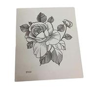 Pegatinas de tatuaje, tatuajes falsos, tatuajes falsos, tatuajes temporales, 3 hojas góticas de rosas negras, tatuajes temporales, pintura en la espalda, cicatriz que cubre tatuajes falsos estilo punk