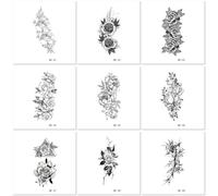 Pegatinas De Tatuaje Temporal A Prueba De Agua Con Flores Simples Para Una Apariencia De Tatuaje Realista 96 * 190mm A176