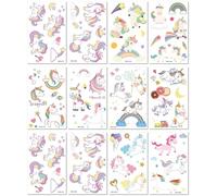 Pegatinas De Tatuaje Temporal De Unicornio, Estilo De Dibujos Animados, Pegatinas Desechables Para Niños, Lavables. 76 * 120mm A263