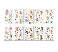 Pegatinas De Tatuaje Temporal Desechables De Princesa De Cuento De Hadas Lindas E Impermeables Para Niños, Tatuaje De Hada Pequeña Con Purpurina 120X76mm