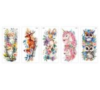 Pegatinas De Tatuaje Temporal Desechables Impermeables Con Diseño De Flores Y Animales Para Niños, Con Dibujos Animados De Colores Y Simulación De Pintura 207 * 96mm*2PCS