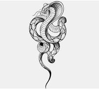 Pegatinas De Tatuajes A Base De Hierbas, Resistentes Al Agua Y De Larga Duración, Serpiente Armada Con Flores, Simulación De Jugo Oscuro, Pegatinas Semipermanentes