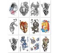 Pegatinas De Tatuajes De Animales A Prueba De Agua Para Medias Mangas, Pegatinas De Tatuajes De Tótem, Pegatinas Temporales Para Pantorrillas Y Brazos. 19x12cm A143