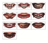 Pegatinas De Tatuajes De Boca Para Halloween, Decoraciones De Labios Espeluznantes Para Fiestas Diy 130 * 70mm A048