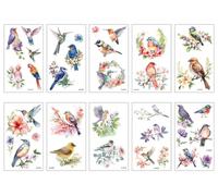 Pegatinas De Tatuajes De Flores Y Pájaros, Impermeables, Para El Brazo De Niños, Pequeñas Pegatinas De Tatuajes De Animales Frescos 120 * 69mm