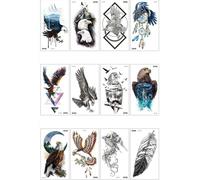 Pegatinas De Tatuajes De Moda Para Hombres Y Mujeres Con Diseños De Águila Y Serpiente, Pegatinas Oscuras Realistas. 9cm*16cm A133