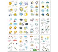 Pegatinas De Tatuajes De Nubes Meteorológicas De Dibujos Animados Pintadas A Mano Para Niños, Ecológicas, Pegatinas Interactivas Entre Padres E Hijos. 120×75mm
