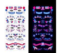 Pegatinas de tatuajes faciales fluorescentes temáticas, pegatinas de tatuajes impermeables con brillo de fiesta(5 PCS B)