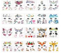 Pegatinas De Tatuajes Faciales Para Fiestas Infantiles, Unicornio, Sirena, Animales, Disfraces, Tatuajes Divertidos 120×120mm