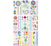 Pegatinas De Tatuajes Florales Fluorescentes, Pegatinas Faciales, Pegatinas De Plumas Impermeables Para Brazos. 172 * 96mm A138