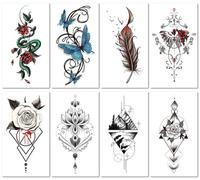 Pegatinas De Tatuajes Florales Impermeables Para Brazos De Mujer, Duraderas Y Sexys, Adecuadas Para La Clavícula Y El Pecho. 160 * 90mm A009