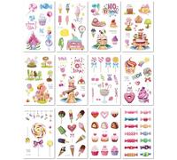 Pegatinas De Tatuajes Infantiles Impermeables Con Diseño De Helado, Donut Y Caramelo. 120×75mm A0103