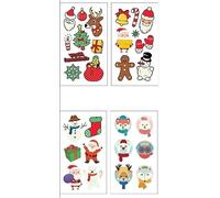 Pegatinas De Tatuajes Navideños Que Brillan En La Oscuridad Pegatinas De Tatuajes Brillantes De Copo De Nieve Y Papá Noel