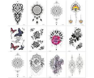 Pegatinas De Tatuajes Temporales A Prueba De Agua, Símbolos De Tótem De Larga Duración, Formas Geométricas A Prueba De Agua, Adornos 190X120mm A058
