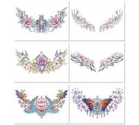 Pegatinas De Tatuajes Temporales Coloridas Con Flores, Mariposas Y Alas En La Espalda: Pegatinas De Tatuajes Realistas 190 * 320mm A147