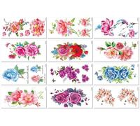 Pegatinas De Tatuajes Temporales De Flores Para Mujer, Con Rosas, Peonías Y Flores De Ciruelo. 19 * 9cm A110