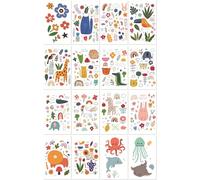 Pegatinas De Tatuajes Temporales Para Niños Impresas, Lindas Pegatinas De Animales, Flores Y Plantas De Dibujos Animados Impermeables Y Resistentes Al Sudor, Coloridas 100 * 60MM A250