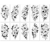 Pegatinas De Tatuajes Temporales Pequeños Para Todo El Brazo Con Flores Y Letras, Pegatinas De Tatuajes Florales Lisos. 114 * 210mm A067