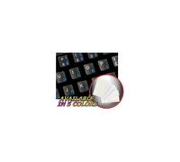 Pegatinas de teclado Dvorak simplificadas con letras azules sobre fondo transparente
