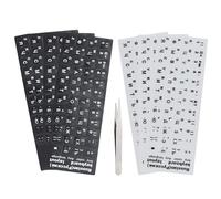 Pegatinas de Teclado Ruso Cirílico Universales para Teclados Estándar - 4 Negras y 3 Blancas con Pinza
