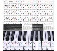 Pegatinas de Teclados de Piano para 37/49/54/61/88 Teclas Pegatinas de Notas Musicales Transparentes y Extraíbles Juego Completo de Pegatinas para Teclas Blancas y Negras Paquete de 2