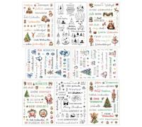 Pegatinas de transferencia de Navidad | 8 diseños de texto decorativo para manualidades | Adhesivos retro para oficina, hogar, fiesta, Acción de Gracias, diario, botella de espejo, macetas