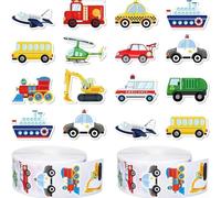Pegatinas de transporte de dibujos animados para niños, rollo de 500 unidades con para coches, autobuses, camiones, aviones para decorar portátiles, botellas de agua, diarios, sobres y paredes