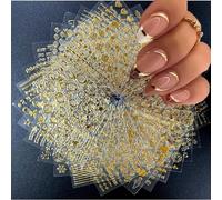 Pegatinas de uñas, 30 hojas Nail Art Stickers con línea de oro, estrella, hoja, letra, sonrisa, decoración de verano, pegatinas para uñas, accesorios de uñas, uñas DIY