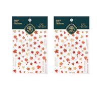 Pegatinas de uñas 3D de otoño, 2 hojas autoadhesivas doradas para decoración de uñas, pegatinas de uñas de Acción de Gracias, hoja de arce de otoño 3D, hojas de pegatinas estéticas vintage para