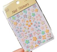 Pegatinas de uñas con diseño de flores de cristal brillante 5D, elegantes patrones florales, fáciles de aplicar y quitar, para mujeres y niñas, diseños atractivos de uñas, One Size, como se describe