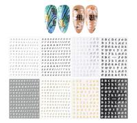 Pegatinas De Uñas De 8 Letras, Pegatinas De Decoración De Uñas, Materiales De Arte De Uñas De Bricolaje, Pegatinas De Uñas Autoadhesivas, Pegatinas De Uñas Retro.