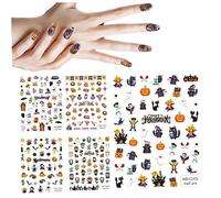 Pegatinas de uñas de Halloween 5 piezas de dibujos animados 3d calavera malvadas pegatinas góticas de uñas autoadhesivas envolturas de uñas de halloween calcomanías de halloween impermeables par