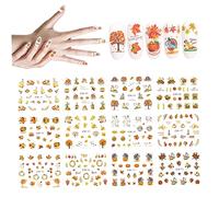 Pegatinas de uñas de otoño hojas de arce de arce de otoño calcomanías de arte de uñas de agua de acción de gracias por las decoraciones de uñas de transferencia de agua temática, 12 hojas/set de acci