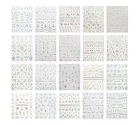 Pegatinas de uñas en relieve 3D para mujer, 20 hojas, pegatinas coloridas de arte de uñas, autoadhesivas, pegatinas de uñas francesas para diseños de uñas