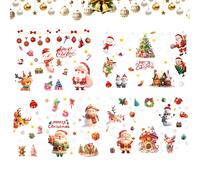 Pegatinas de ventana para fiestas | 4 hojas pegatinas de Papá Noel con diseño de muñeco de nieve, calcomanía navideña para escaparate | Para decoración de casa interior exterior puerta