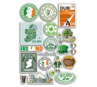 Pegatinas de vinilo A4 de Irlanda - Monumentos irlandeses de Dublín bandera de la playa de la ciudad mapa de vacaciones maleta equipaje álbum de recortes cultura viajes #78886