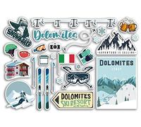 Pegatinas de vinilo A5 con diseño de dolomitas - Italia italiana estación de esquí montañas, snowboard, bandera de vacaciones, viajes, deportes de nieve, equipaje, scrapbooking #79065