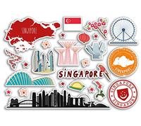 Pegatinas de vinilo A5 de Singapur Landmarks - Aeropuerto Sellos Skyline Flag Viajes Vacaciones Scrapbooking Ciudad Equipaje #79118